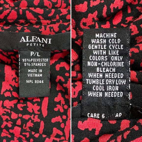 Alfani Red & Black Ruched Sleeve Stretch Top - Picture 5 of 5
